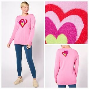 Quacker Factory Pink Heart Sweater